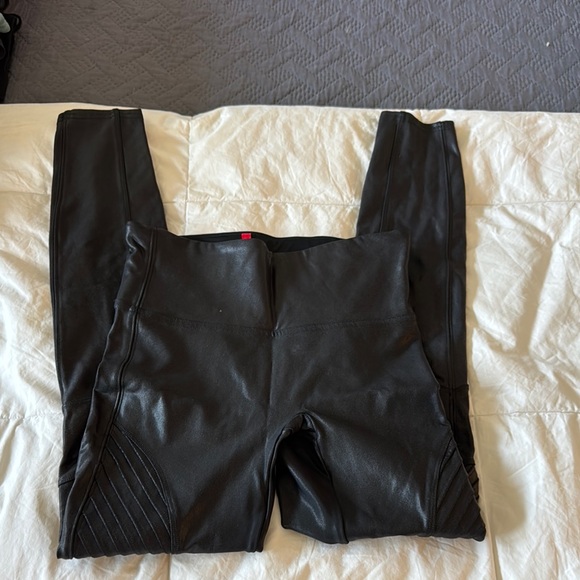 Black Faux Leather Spanx Leggings - Picture 3 of 5